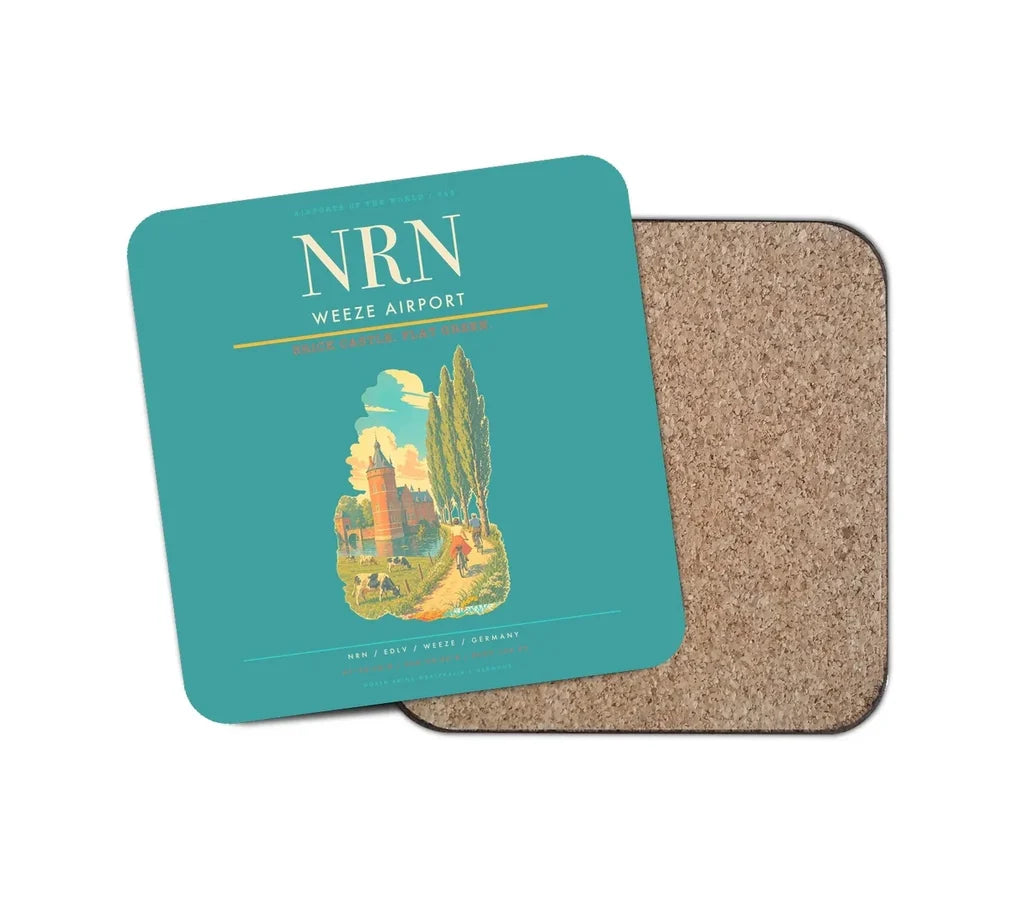 Weeze Airport (NRN) design on turquoise 1 piece coaster