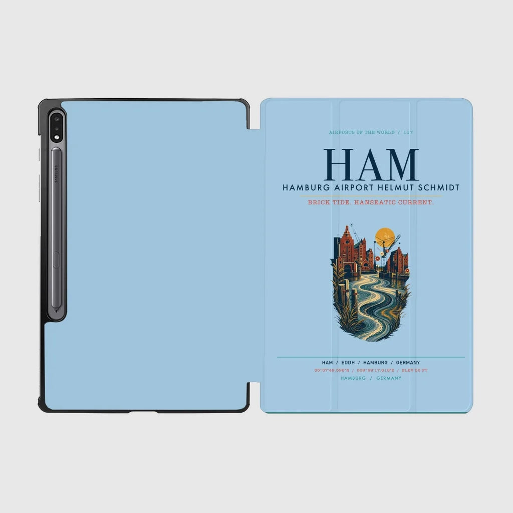 Hamburg Airport Helmut Schmidt (HAM) design on light blue samsung tablet tablet case