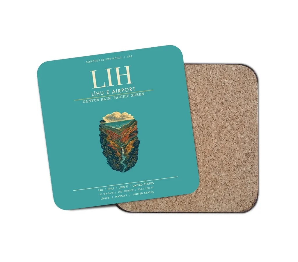Līhuʻe Airport (LIH) design on turquoise 1 piece coaster