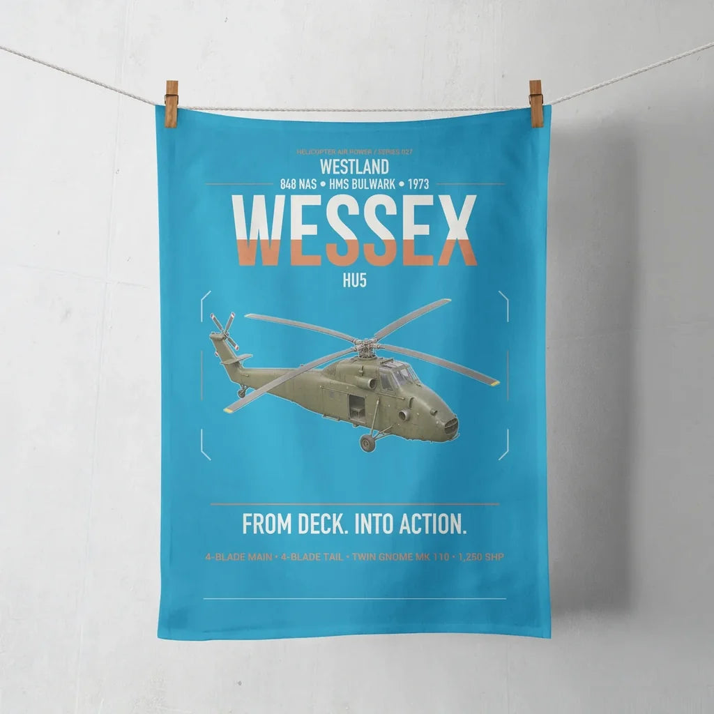 Westland Wessex HU5 design on turquoise towel