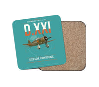 Thumbnail for Fokker D.XXI — Dutch LVA aircraft 221 design on turquoise 1 piece coaster