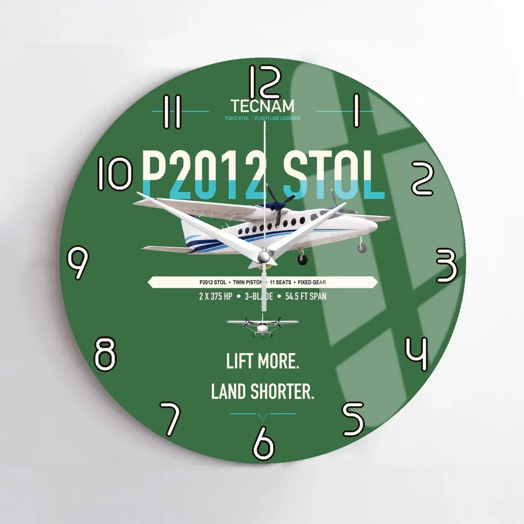 Tecnam P2012 STOL design on green no frame wall clock