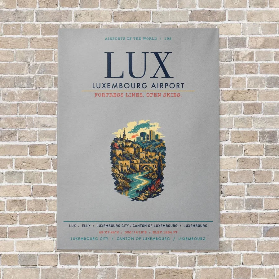 Luxembourg Airport LUX vertical canvas print - no frame - light gray background
