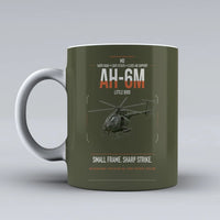 Thumbnail for MD AH-6M Little Bird design on green army ceramic mug, double-side print