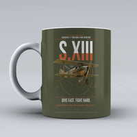 Thumbnail for SPAD S.XIII C.1 design on green army ceramic mug, double-side print