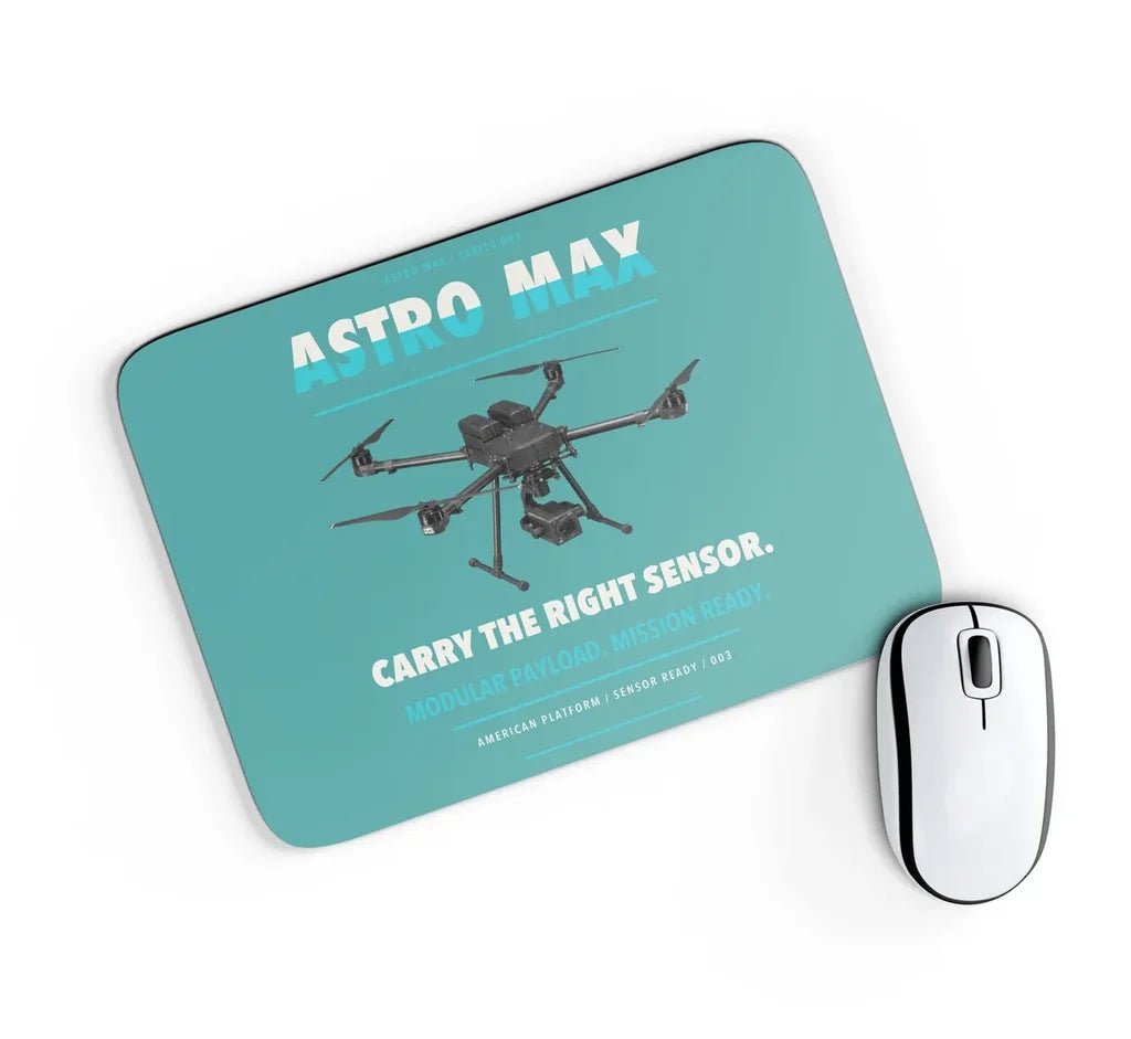 Freefly Astro Max design on turquoise rectangle mouse pad