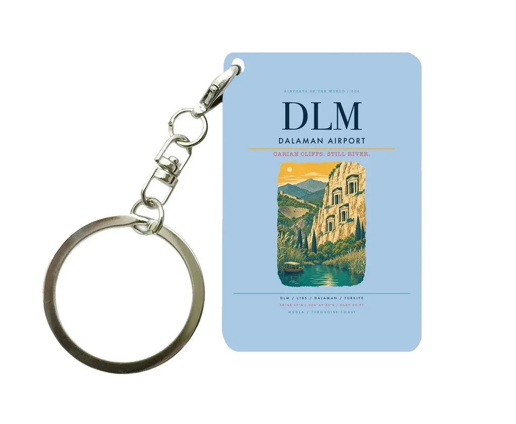 Dalaman Airport DLM Key Chain design on light blue key chain