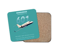 Thumbnail for Bombardier Challenger 601 design on turquoise 1 piece coaster