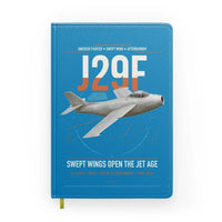 Thumbnail for Saab J 29F Tunnan design on turquoise notebook