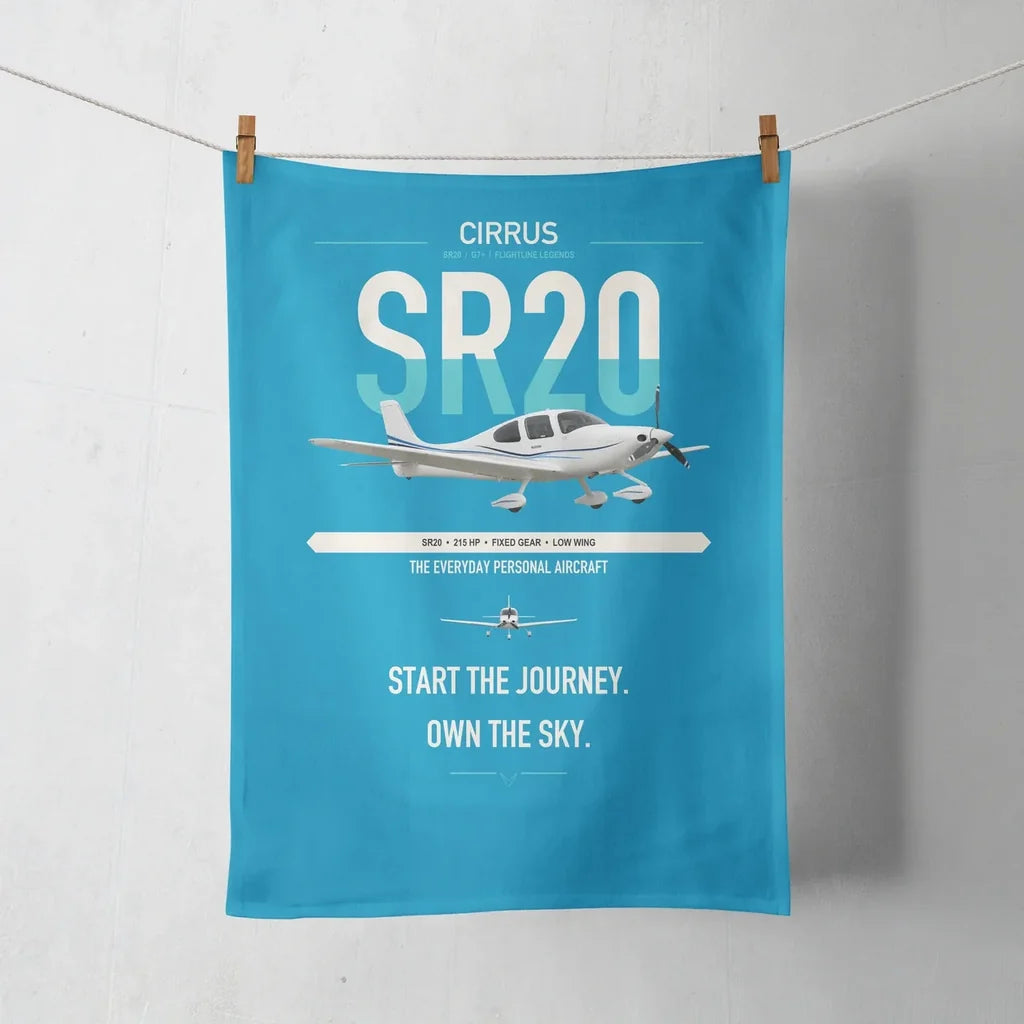 Cirrus SR20 design on turquoise towel