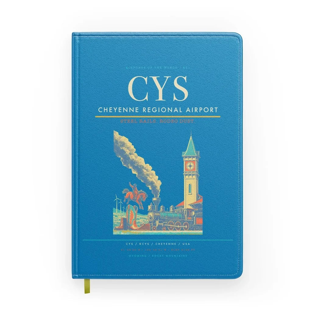 Cheyenne Regional Airport (CYS) design on turquoise notebook