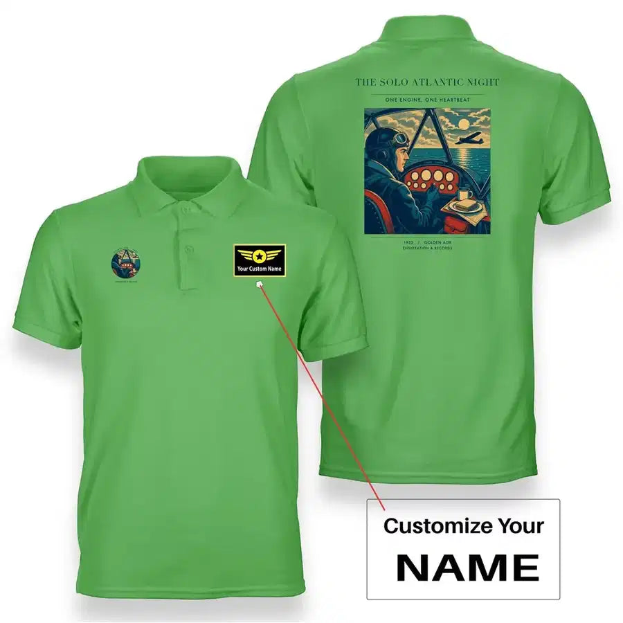VINTAGE G4294 - The Solo Atlantic Night - Double-Side Polo T-Shirt design on lightgreen+name