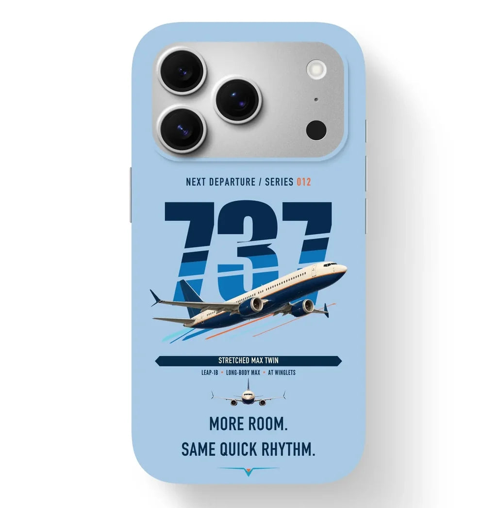 Boeing 737 MAX 9 design on light blue magsafe iphone case
