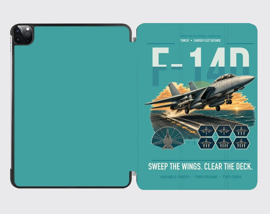 F-14D Tomcat design on turquoise ipad tablet case