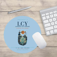 Thumbnail for London City Airport (LCY) design on light blue round mouse pad