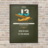 Thumbnail for Piper J-3 Cub vertical canvas print - framed - green army background