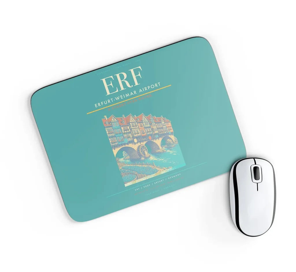 Erfurt-Weimar Airport (ERF) design on turquoise rectangle mouse pad
