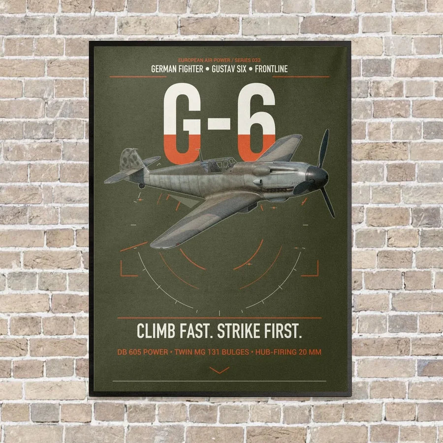 Messerschmitt Bf 109G-6 vertical canvas print - framed - green army background