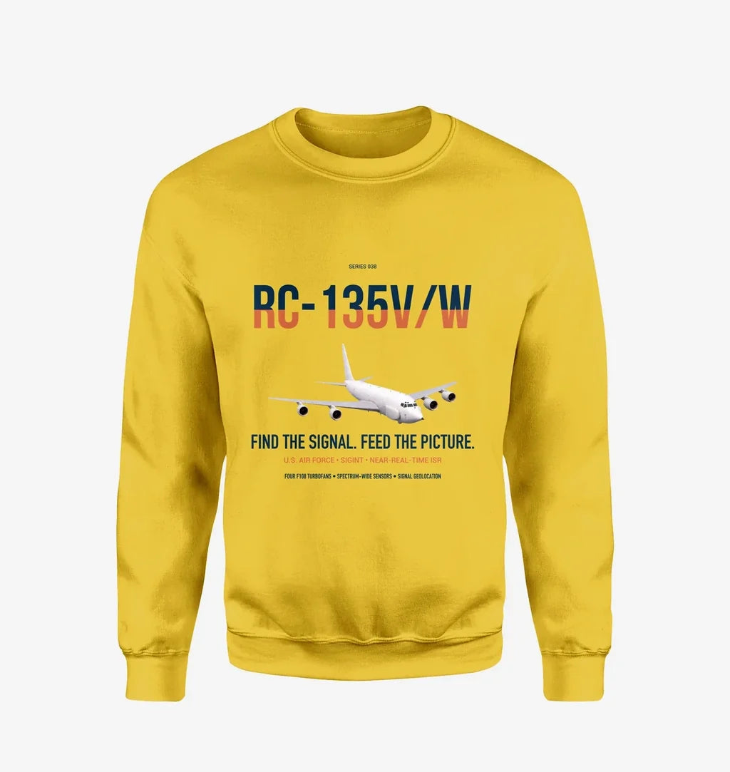 RC-135V W Rivet Joint design on yellow sweatshirt