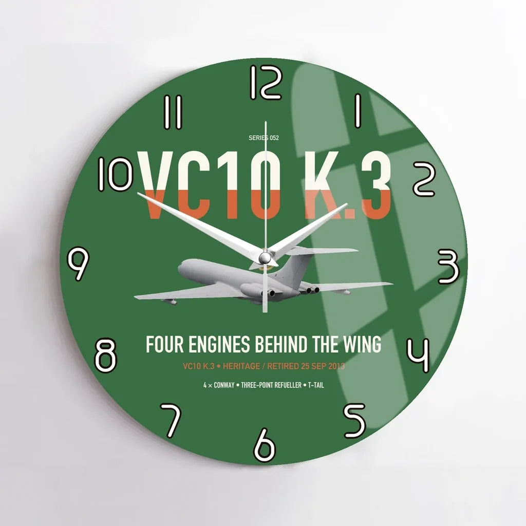 Vickers VC10 K.3 design on green no frame wall clock