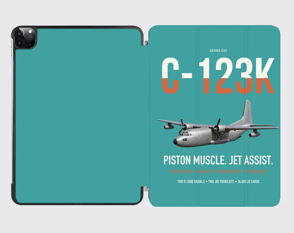 C-123K Provider design on turquoise ipad tablet case