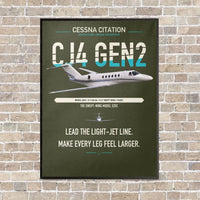 Thumbnail for Cessna Citation CJ4 Gen2 vertical canvas print - framed - green army background