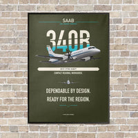 Thumbnail for Saab 340B vertical canvas print - framed - green army background