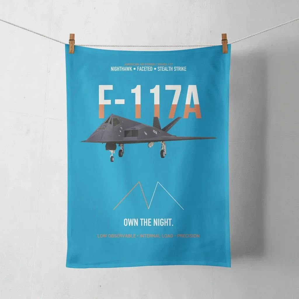 F-117A Nighthawk Own The Night design on turquoise towel