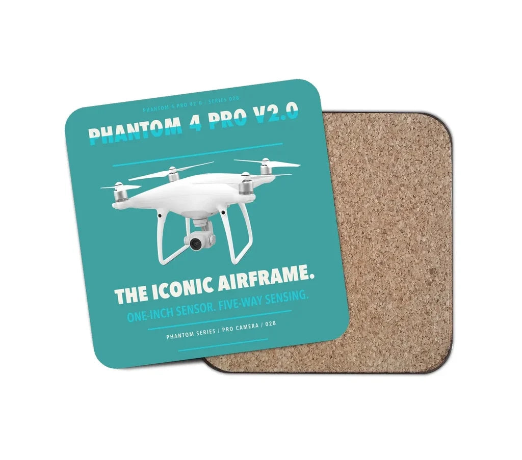 DJI Phantom 4 Pro V2.0 design on turquoise 1 piece coaster