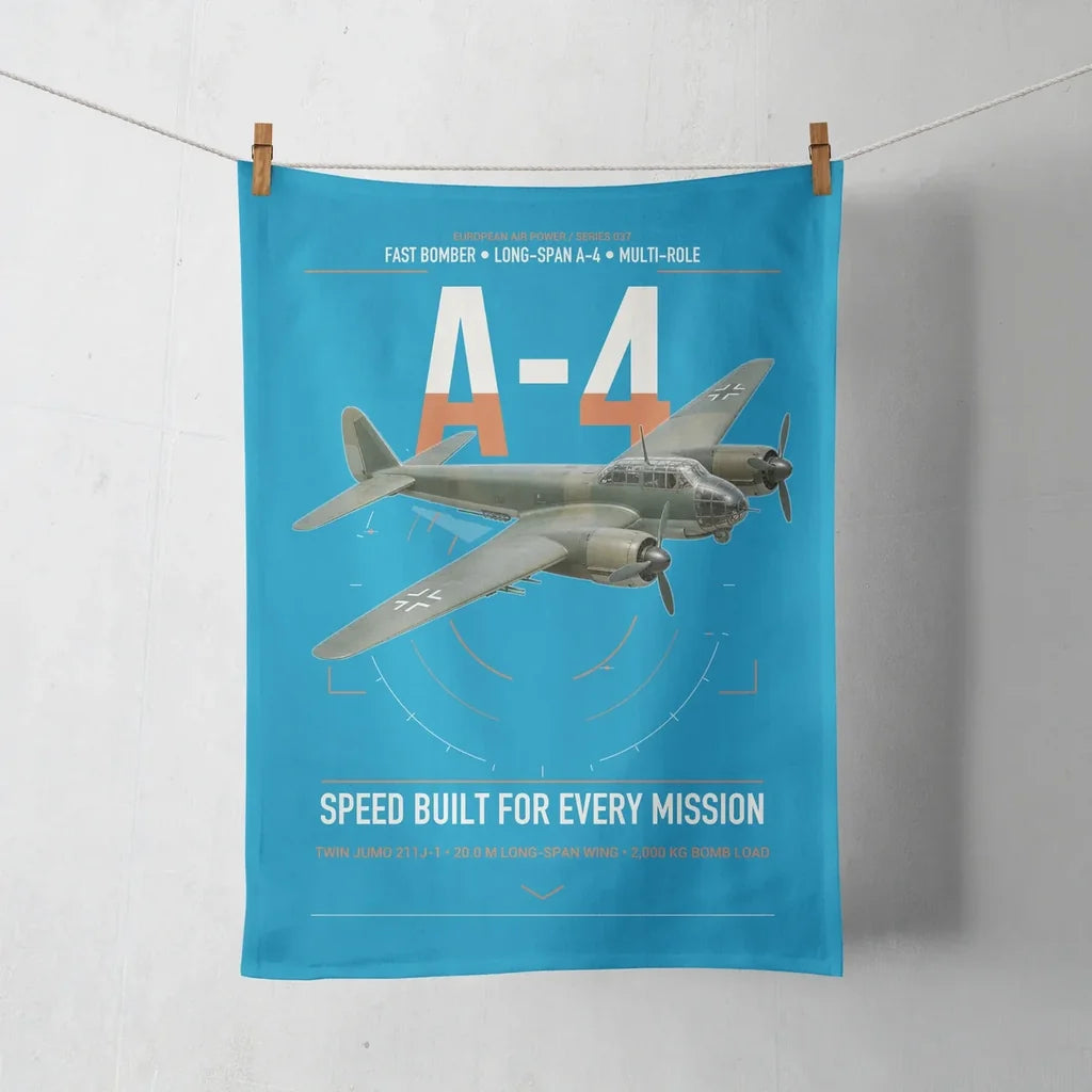 Junkers Ju 88A-4 design on turquoise towel
