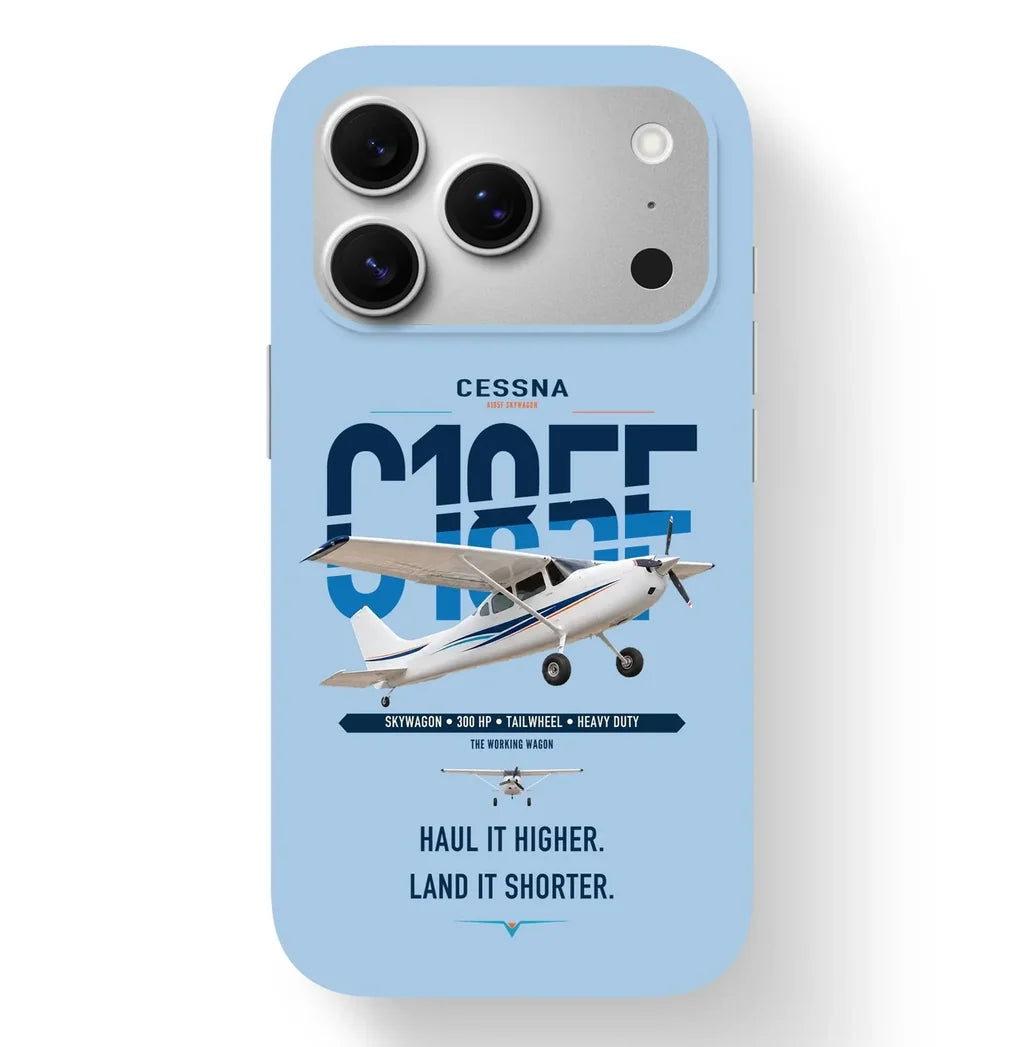 Cessna A185F Skywagon design on light blue magsafe iphone case, for iPhone 17 Pro