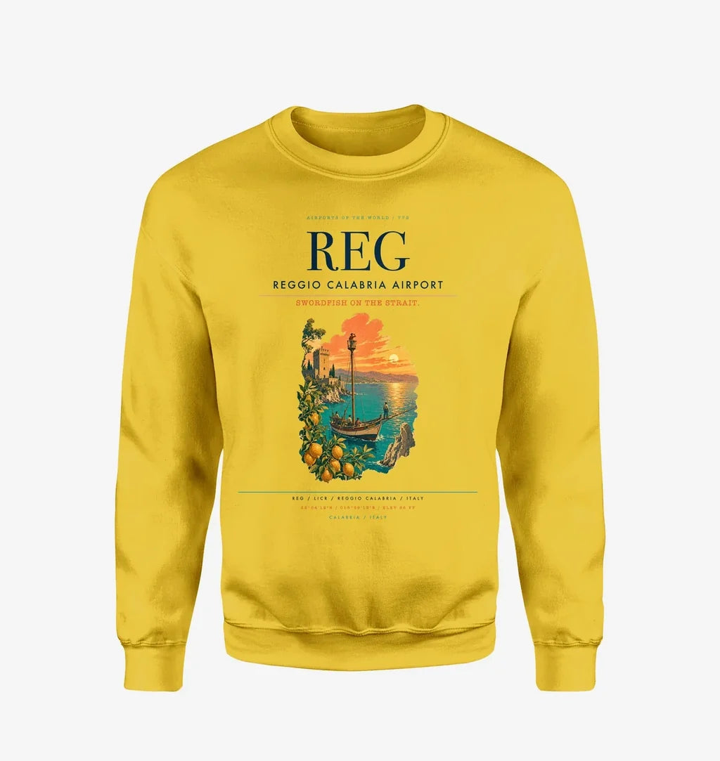 Reggio Calabria Airport (REG) design on yellow sweatshirt