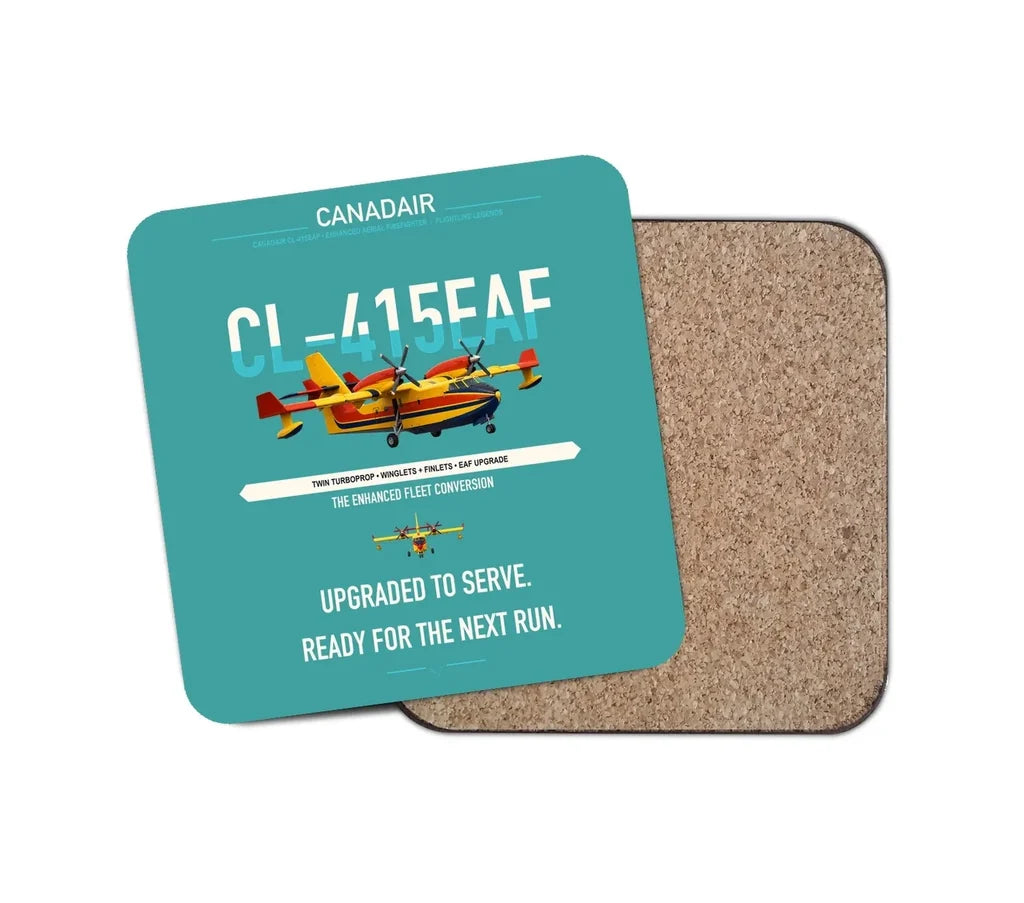 Canadair CL-415EAF design on turquoise 1 piece coaster
