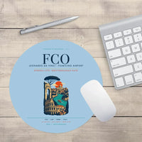Thumbnail for Rome Leonardo da Vinci Fiumicino Airport (FCO) design on light blue round mouse pad
