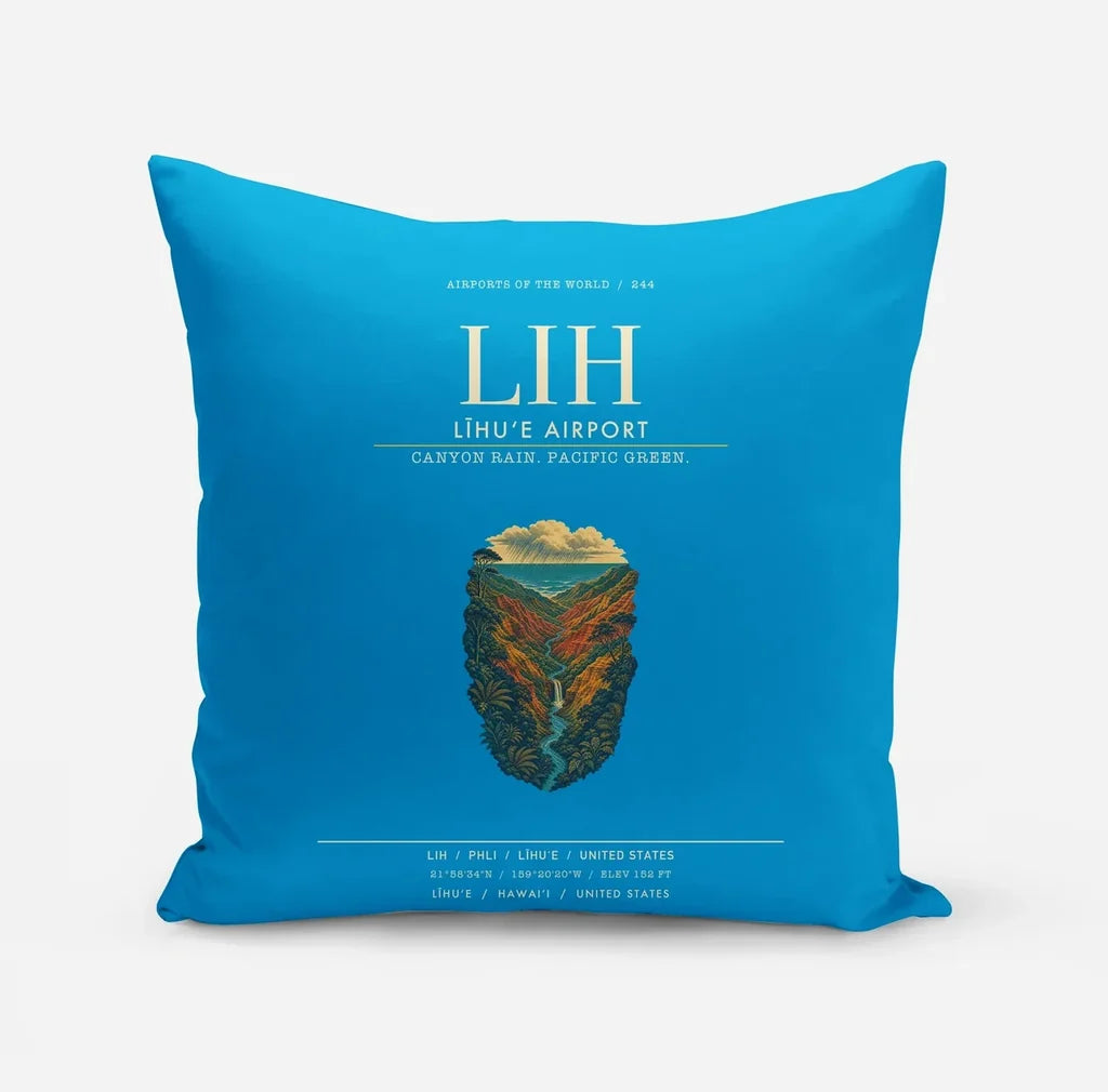 Līhuʻe Airport (LIH) design on turquoise pillow