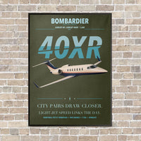 Thumbnail for Bombardier Learjet 40XR vertical canvas print - framed - green army background