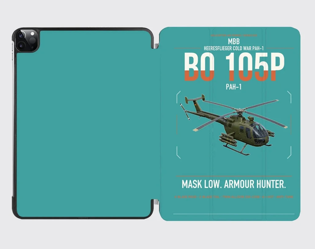 MBB BO 105P PAH-1 design on turquoise ipad tablet case