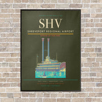 Thumbnail for Shreveport Regional Airport SHV vertical canvas print - framed - green army background