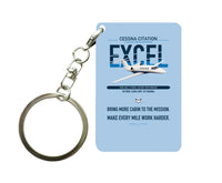 Thumbnail for Cessna Citation Excel design on light blue designed key chain, double-side print