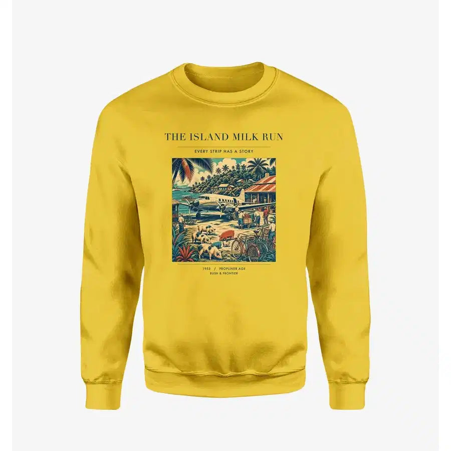 VINTAGE G4084 - The Island Milk Run - Designed Sweatshirts design on yellow