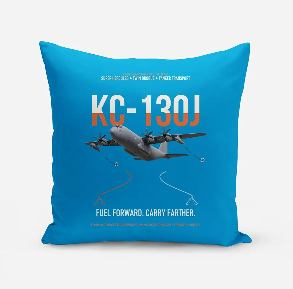 KC-130J SUPER HERCULES design on turquoise pillow