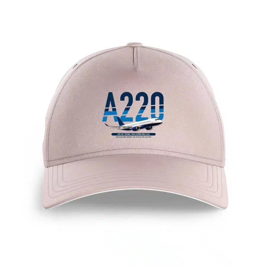 Airbus A220-100 design on pink printed hat