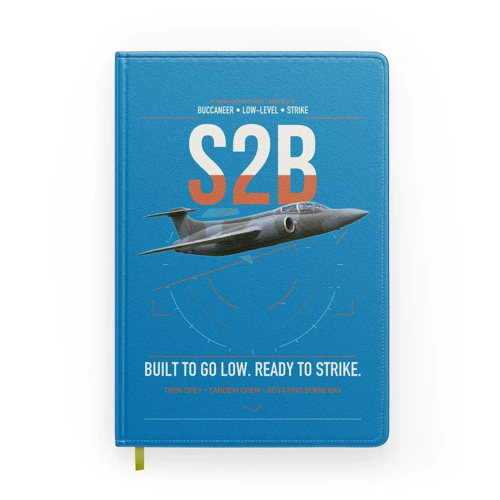 Blackburn Buccaneer S2B design on turquoise notebook