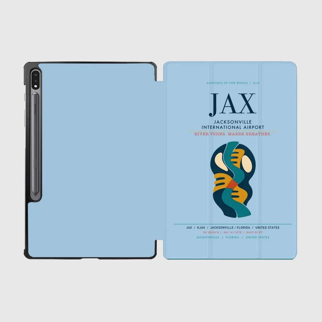 Jacksonville International Airport (JAX) design on light blue samsung tablet tablet case