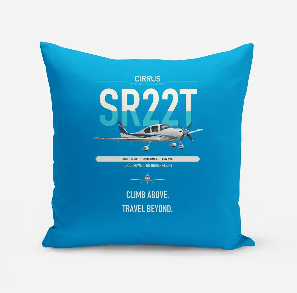 Cirrus SR22T design on turquoise pillow