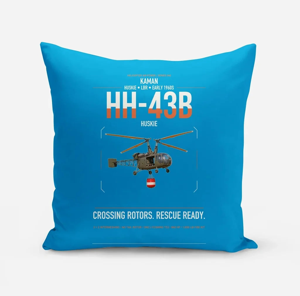 Kaman HH-43B Huskie design on turquoise pillow