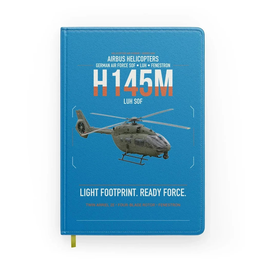 Airbus Helicopters H145M LUH SOF design on turquoise notebook