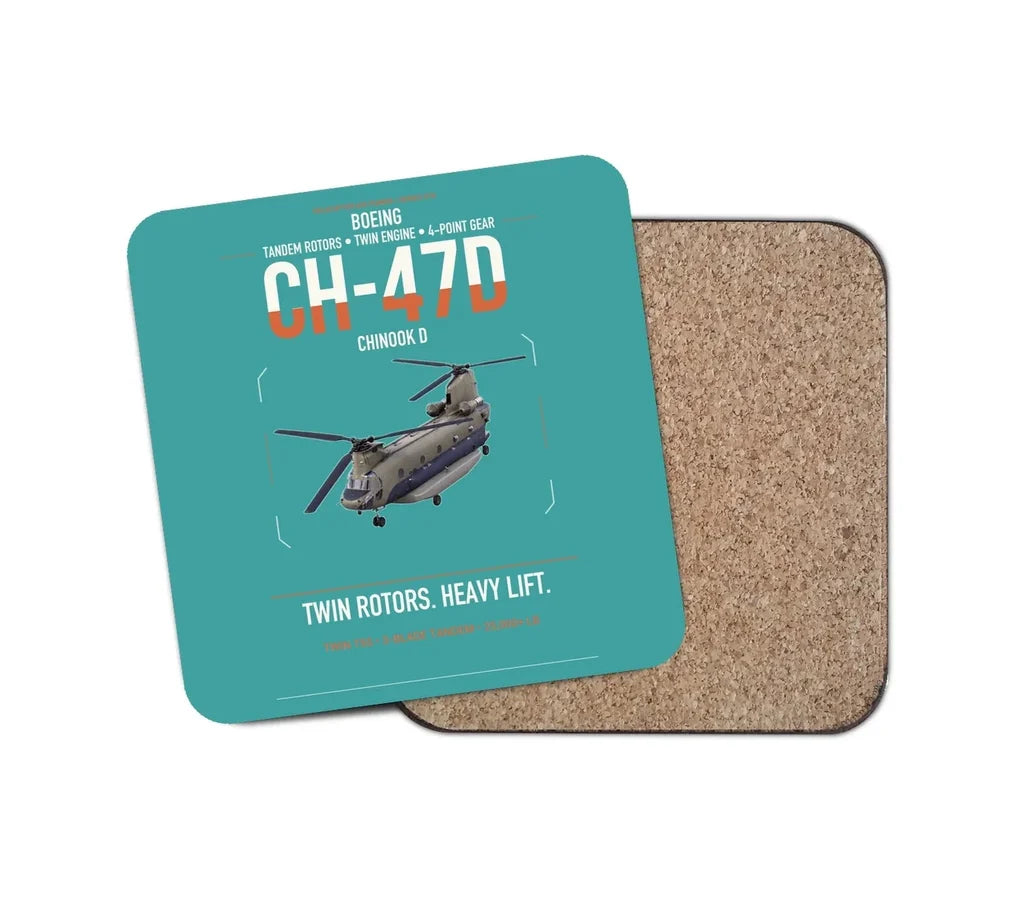 Boeing CH-47D design on turquoise 1 piece coaster