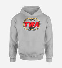 Thumbnail for Trans World Airlines (TWA) logo printed on light gray hoodie