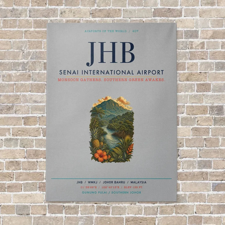 Senai International Airport JHB vertical canvas print - no frame - light gray background